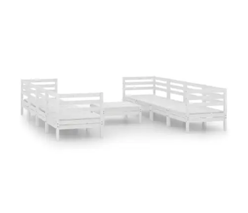 9-Daļīgs Dārza Atpūtas Mēbeļu Komplekts, Balts Priedes Koks Vidaxl