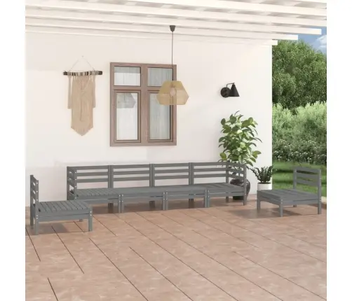 6-Daļīgs Dārza Atpūtas Mēbeļu Komplekts, Pelēks Priedes Koks Vidaxl