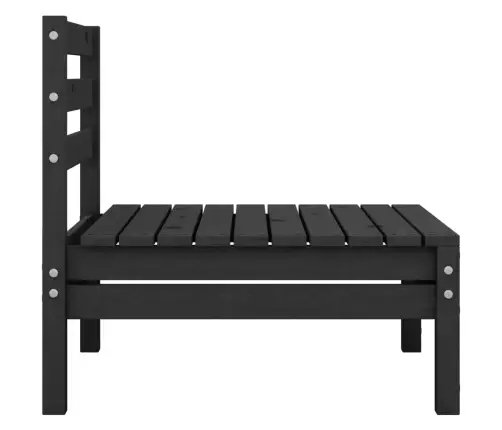 Sodo Poilsio Baldų Komplektas, 6 Dalių, Juodas, Pušies Masyvas