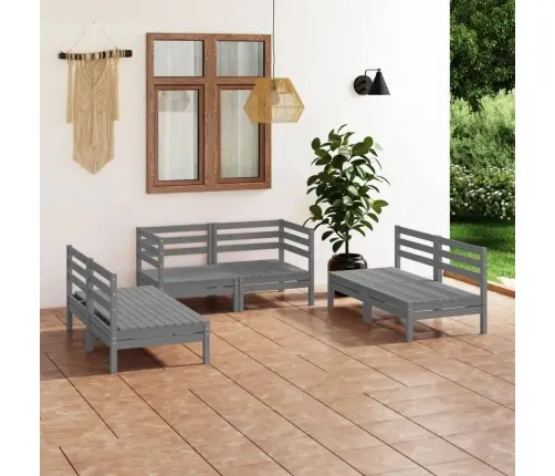 6-Daļīgs Dārza Atpūtas Mēbeļu Komplekts, Pelēks Priedes Koks Vidaxl