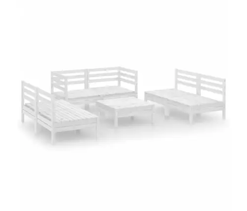 7-Daļīgs Dārza Atpūtas Mēbeļu Komplekts, Balts Priedes Koks Vidaxl