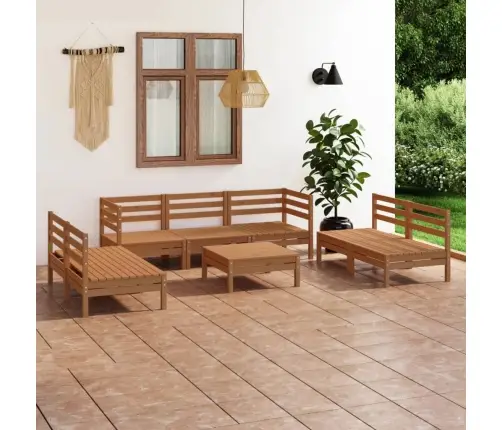 8-Daļīgs Dārza Atpūtas Mēbeļu Komplekts, Brūns Priedes Koks Vidaxl