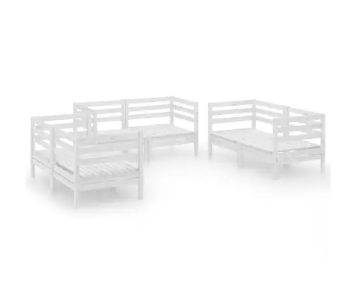 Sodo Poilsio Baldų Komplektas, 6 Dalių, Baltas, Pušies Masyvas