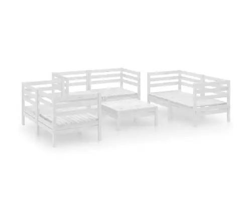 7-Daļīgs Dārza Atpūtas Mēbeļu Komplekts, Balts Priedes Koks Vidaxl