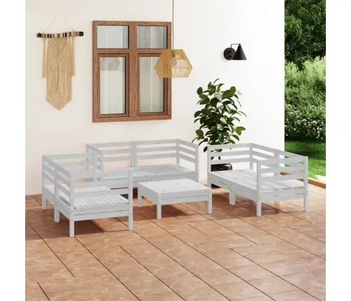 7-Daļīgs Dārza Atpūtas Mēbeļu Komplekts, Balts Priedes Koks Vidaxl
