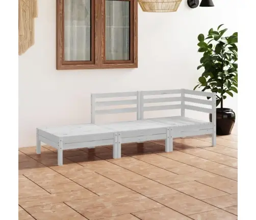 3-Daļīgs Dārza Atpūtas Mēbeļu Komplekts, Balts Priedes Koks Vidaxl