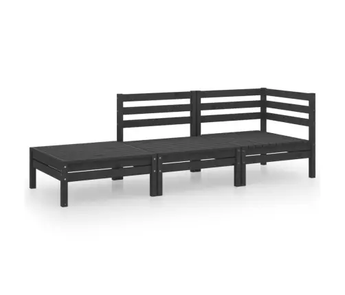 3-Daļīgs Dārza Atpūtas Mēbeļu Komplekts, Melns Priedes Koks Vidaxl