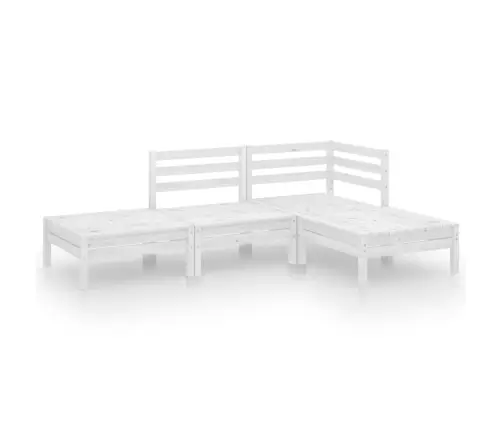 4-Daļīgs Dārza Atpūtas Mēbeļu Komplekts, Balts Priedes Koks Vidaxl