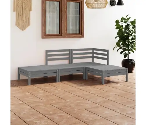 4-Osaline Aiamööblikomplekt, Täismännipuit, Hall