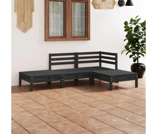 4-Daļīgs Dārza Atpūtas Mēbeļu Komplekts, Melns Priedes Koks Vidaxl