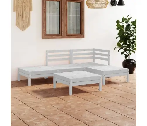 5-Daļīgs Dārza Atpūtas Mēbeļu Komplekts, Balts Priedes Koks Vidaxl