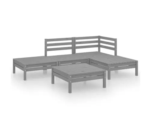 5-Daļīgs Dārza Atpūtas Mēbeļu Komplekts, Pelēks Priedes Koks Vidaxl