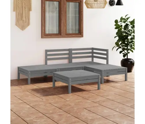 5-Daļīgs Dārza Atpūtas Mēbeļu Komplekts, Pelēks Priedes Koks Vidaxl