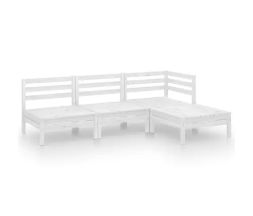 4-Daļīgs Dārza Atpūtas Mēbeļu Komplekts, Balts Priedes Koks Vidaxl