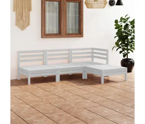 4-Daļīgs Dārza Atpūtas Mēbeļu Komplekts, Balts Priedes Koks Vidaxl