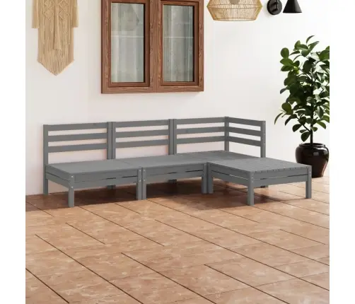 4-Osaline Aiamööblikomplekt, Täismännipuit, Hall