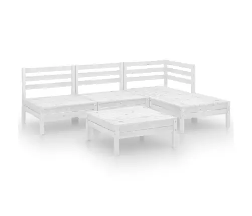 5-Daļīgs Dārza Atpūtas Mēbeļu Komplekts, Balts Priedes Koks Vidaxl