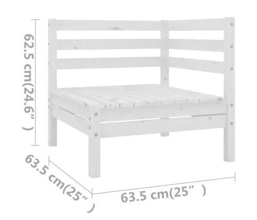 5-Daļīgs Dārza Atpūtas Mēbeļu Komplekts, Balts Priedes Koks Vidaxl