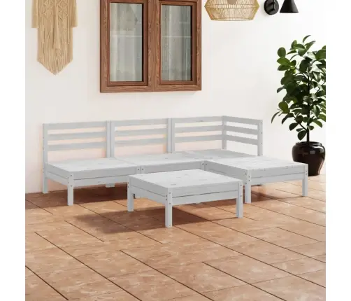 5-Daļīgs Dārza Atpūtas Mēbeļu Komplekts, Balts Priedes Koks Vidaxl