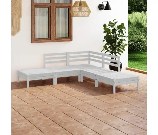 5-Osaline Aiamööblikomplekt, Valge, Täismännipuit