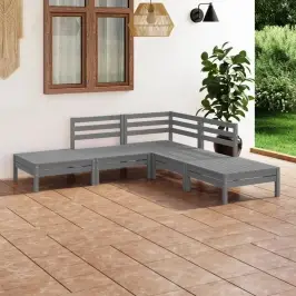 5-Daļīgs Dārza Atpūtas Mēbeļu Komplekts, Pelēks Priedes Koks Vidaxl