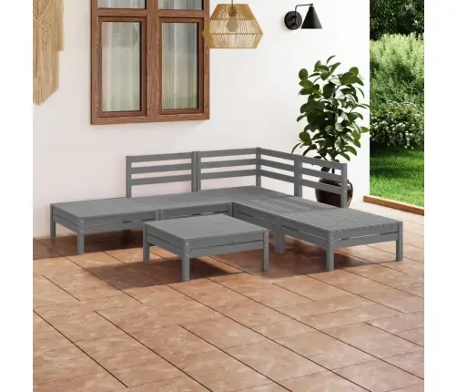 6-Daļīgs Dārza Atpūtas Mēbeļu Komplekts, Pelēks Priedes Koks Vidaxl