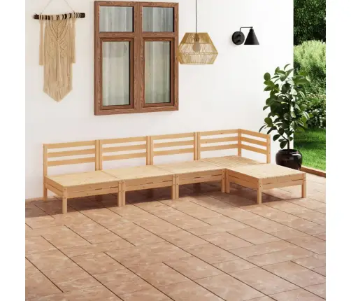 Sodo Poilsio Baldų Komplektas, 5 Dalių, Pušies Medienos Masyvas