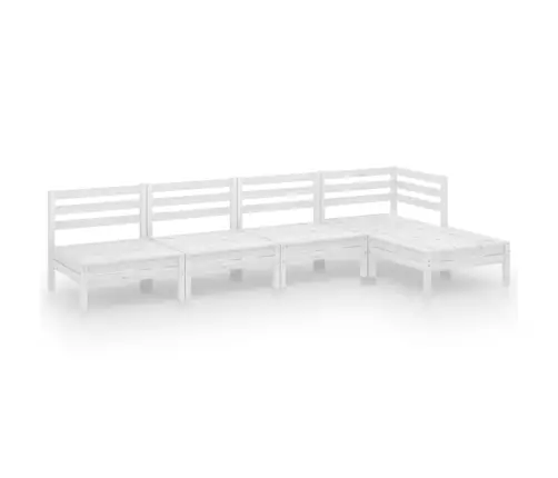 5-Osaline Aiamööblikomplekt, Täismännipuit, Valge