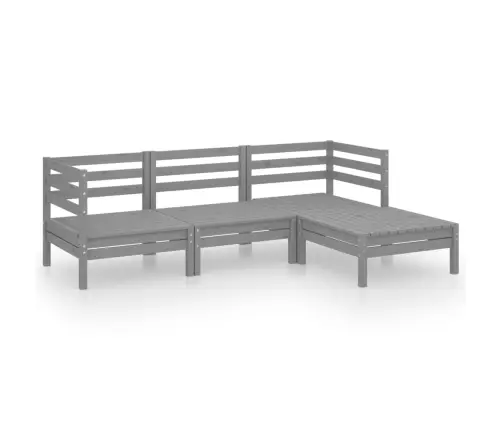 4-Daļīgs Dārza Atpūtas Mēbeļu Komplekts, Pelēks Priedes Koks Vidaxl