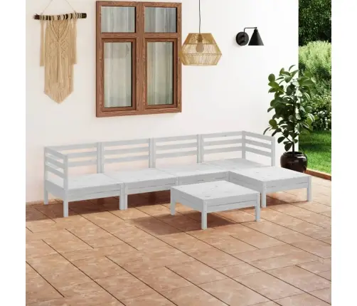 6-Daļīgs Dārza Atpūtas Mēbeļu Komplekts, Balts Priedes Koks Vidaxl