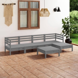 6-Osaline Aiamööblikomplekt, Täismännipuit, Hall