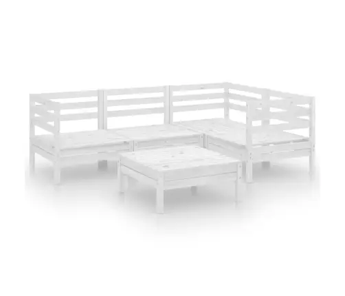 5-Daļīgs Dārza Atpūtas Mēbeļu Komplekts, Balts Priedes Koks Vidaxl