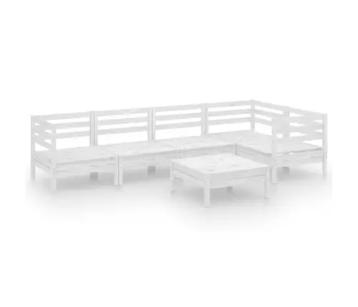 Sodo Poilsio Baldų Komplektas, 6 Dalių, Baltas, Pušies Masyvas