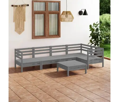 6-Daļīgs Dārza Atpūtas Mēbeļu Komplekts, Pelēks Priedes Koks Vidaxl