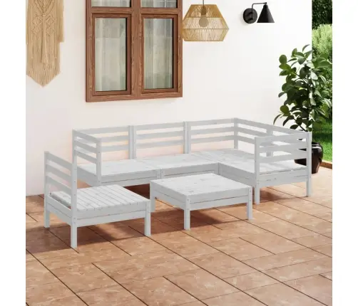 6-Daļīgs Dārza Atpūtas Mēbeļu Komplekts, Balts Priedes Koks Vidaxl