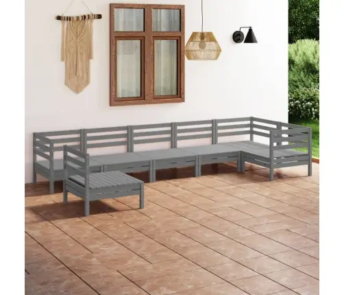 7-Osaline Aiamööblikomplekt, Täismännipuit, Hall