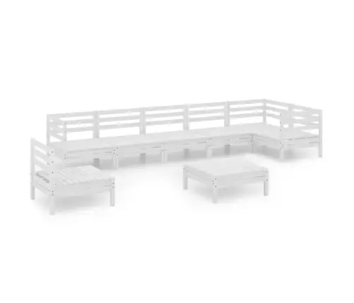 8-Daļīgs Dārza Atpūtas Mēbeļu Komplekts, Balts Priedes Koks Vidaxl