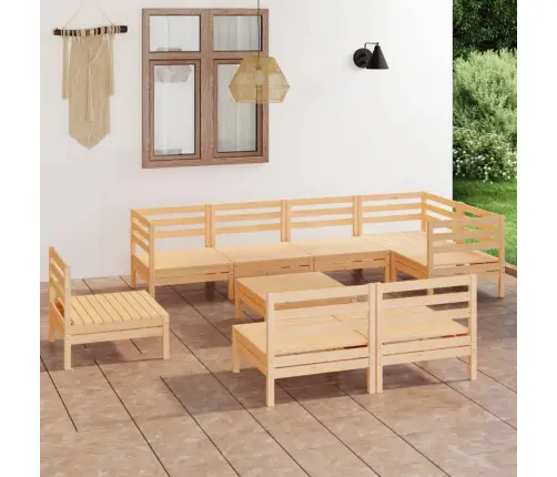 9-Daļīgs Dārza Atpūtas Mēbeļu Komplekts, Priedes Masīvkoks Vidaxl