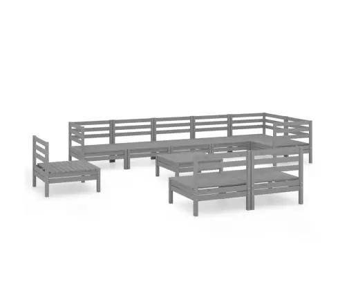 10-Daļīgs Dārza Atpūtas Mēbeļu Komplekts, Pelēks Priedes Koks Vidaxl