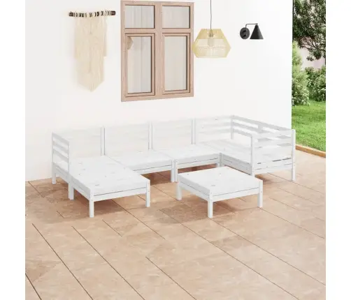 7-Osaline Aiamööblikomplekt, Täismännipuit, Valge