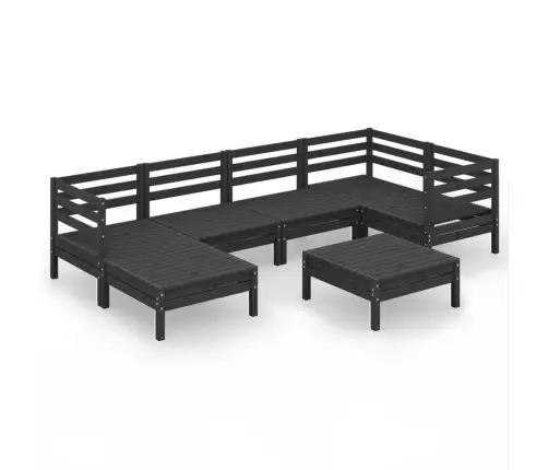 7-Daļīgs Dārza Atpūtas Mēbeļu Komplekts, Melns Priedes Koks Vidaxl