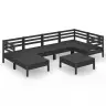 7-Daļīgs Dārza Atpūtas Mēbeļu Komplekts, Melns Priedes Koks Vidaxl