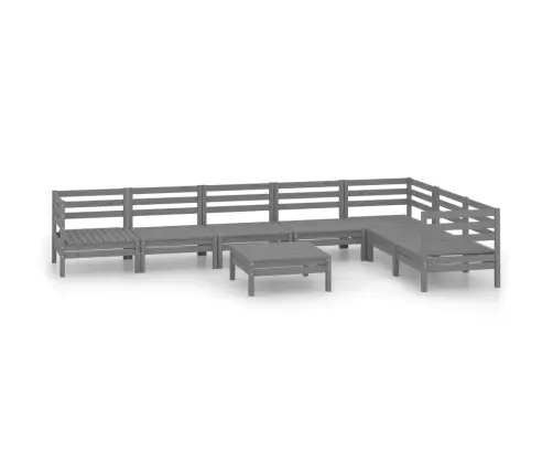 8-Daļīgs Dārza Atpūtas Mēbeļu Komplekts, Pelēks Priedes Koks Vidaxl