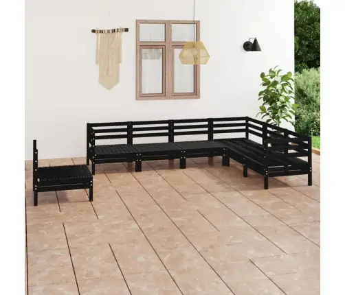 7-Daļīgs Dārza Atpūtas Mēbeļu Komplekts, Melns Priedes Koks Vidaxl