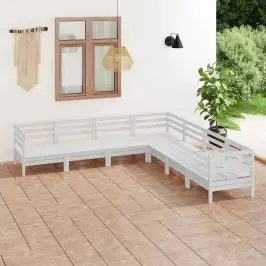 7-Daļīgs Dārza Atpūtas Mēbeļu Komplekts, Balts Priedes Koks Vidaxl