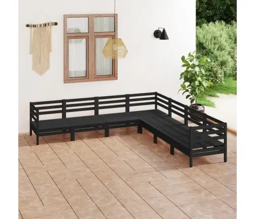 7-Daļīgs Dārza Atpūtas Mēbeļu Komplekts, Melns Priedes Koks Vidaxl