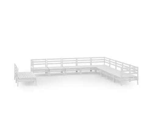 Sodo Poilsio Baldų Komplektas, 11 Dalių, Baltas, Pušies Masyvas