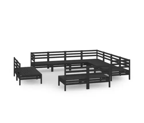 11-Daļīgs Dārza Atpūtas Mēbeļu Komplekts, Melns Priedes Koks Vidaxl