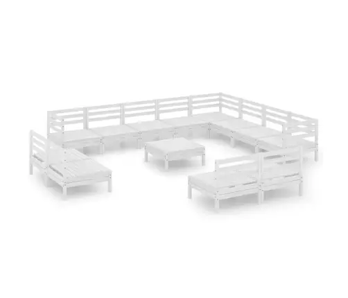 13-Daļīgs Dārza Atpūtas Mēbeļu Komplekts, Balts Priedes Koks Vidaxl