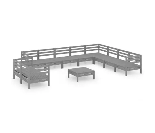 11-Daļīgs Dārza Atpūtas Mēbeļu Komplekts, Pelēks Priedes Koks Vidaxl